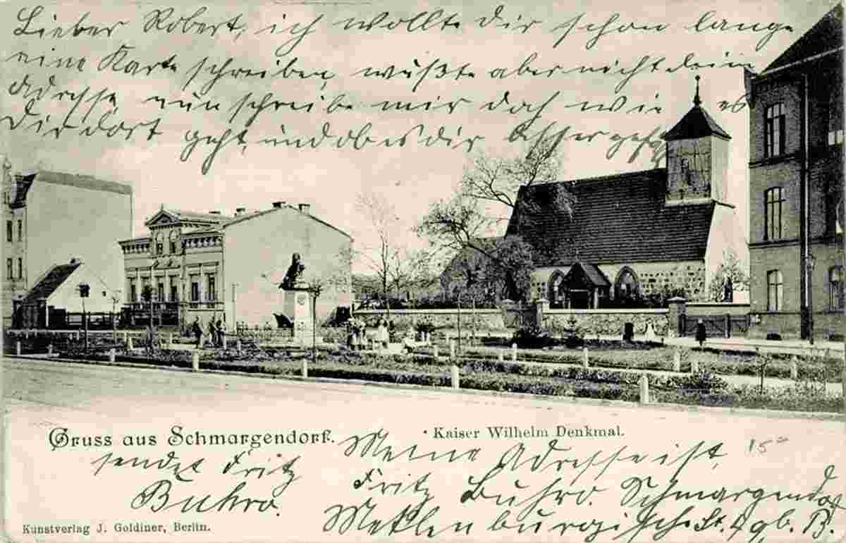 Angermünde. Schmargendorf - Kirche und Kaiser Wilhelm Denkmal