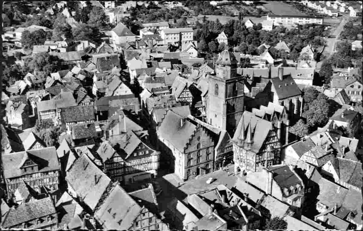 Alsfeld. Panorama von Alsfeld, Luftaufnahme, um 1965