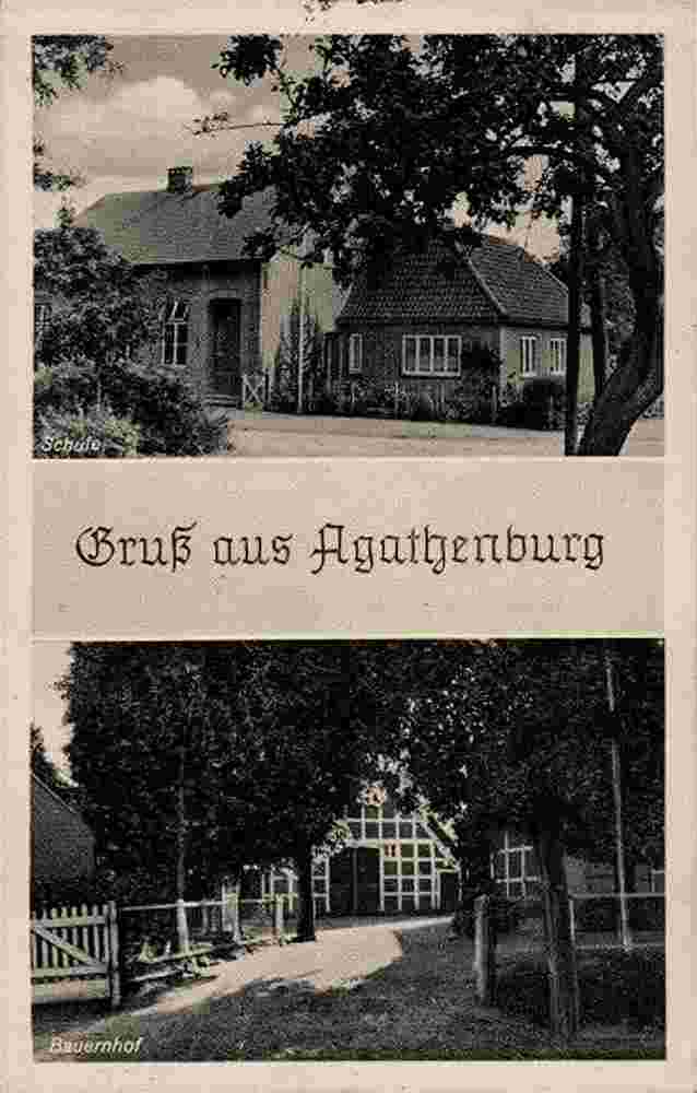 Agathenburg. Schule, Bauernhof