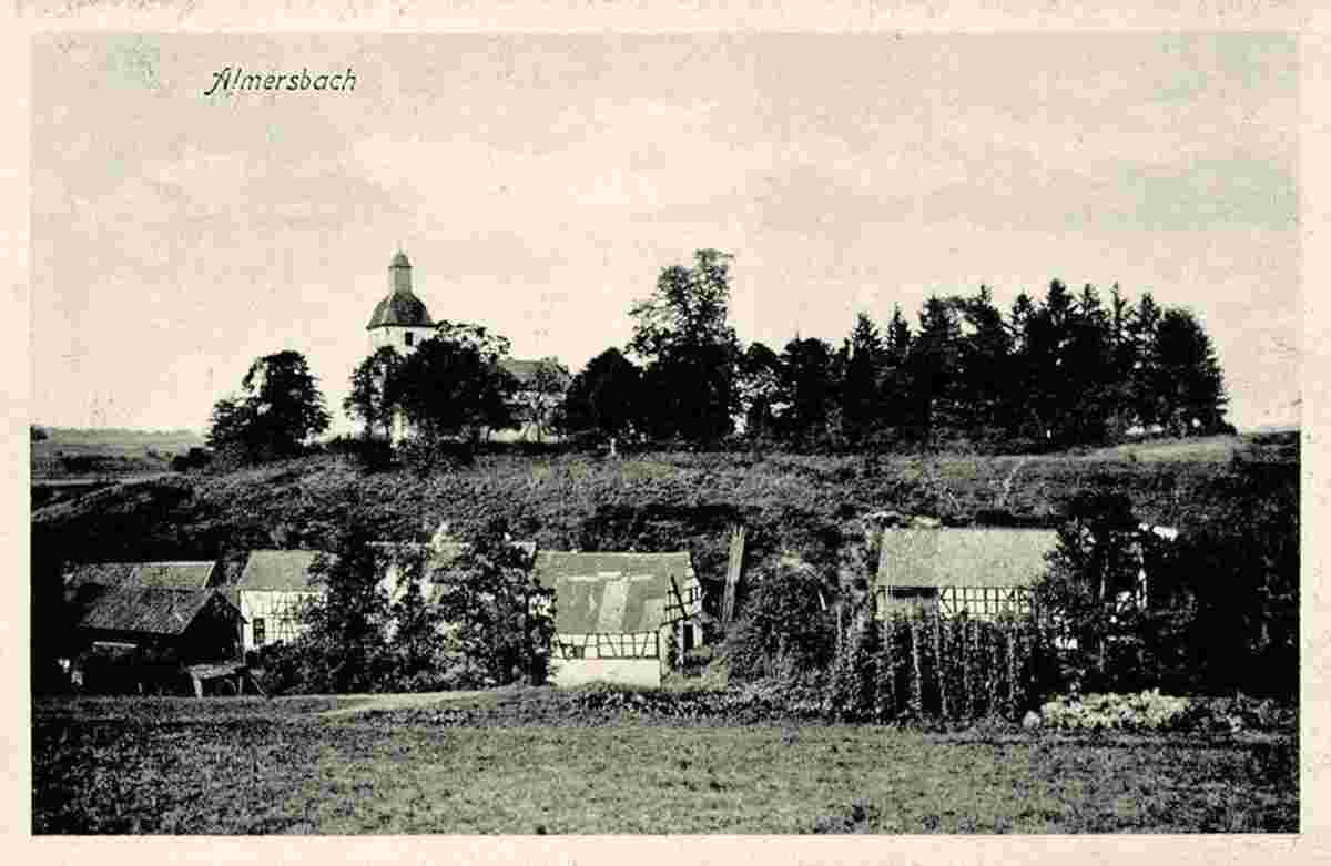 Almersbach. Blick auf Unterdorf und Kirche, 1922