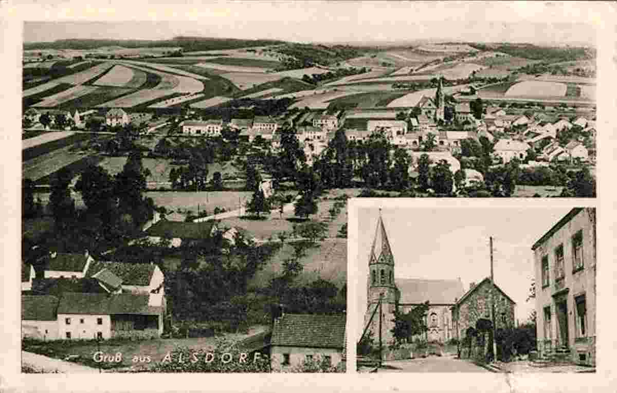 Blick auf Alsdorf, Kirche