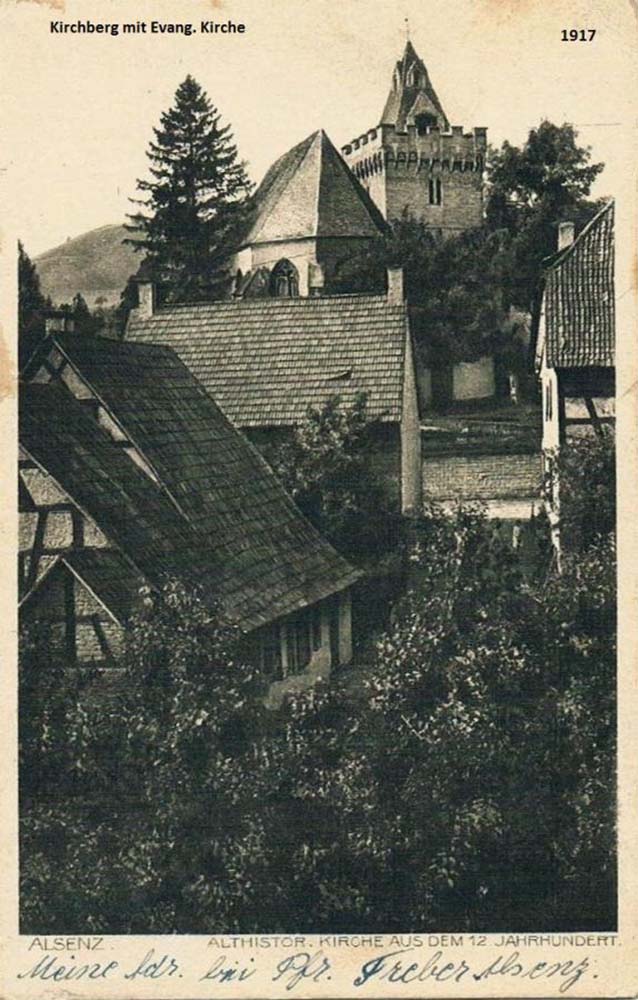 Alsenz. Kirchberg mit Evangelische Kirche, 1917