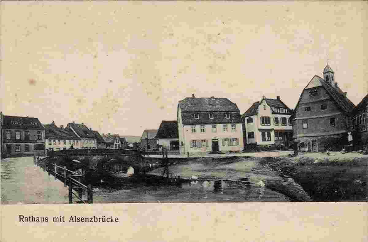 Alsenz. Rathaus und Alsenzbrücke, 1919