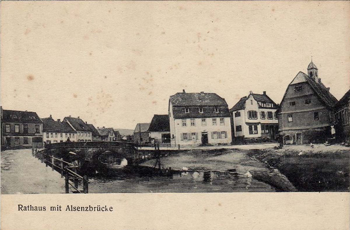 Alsenz. Rathaus und Alsenzbrücke, 1919