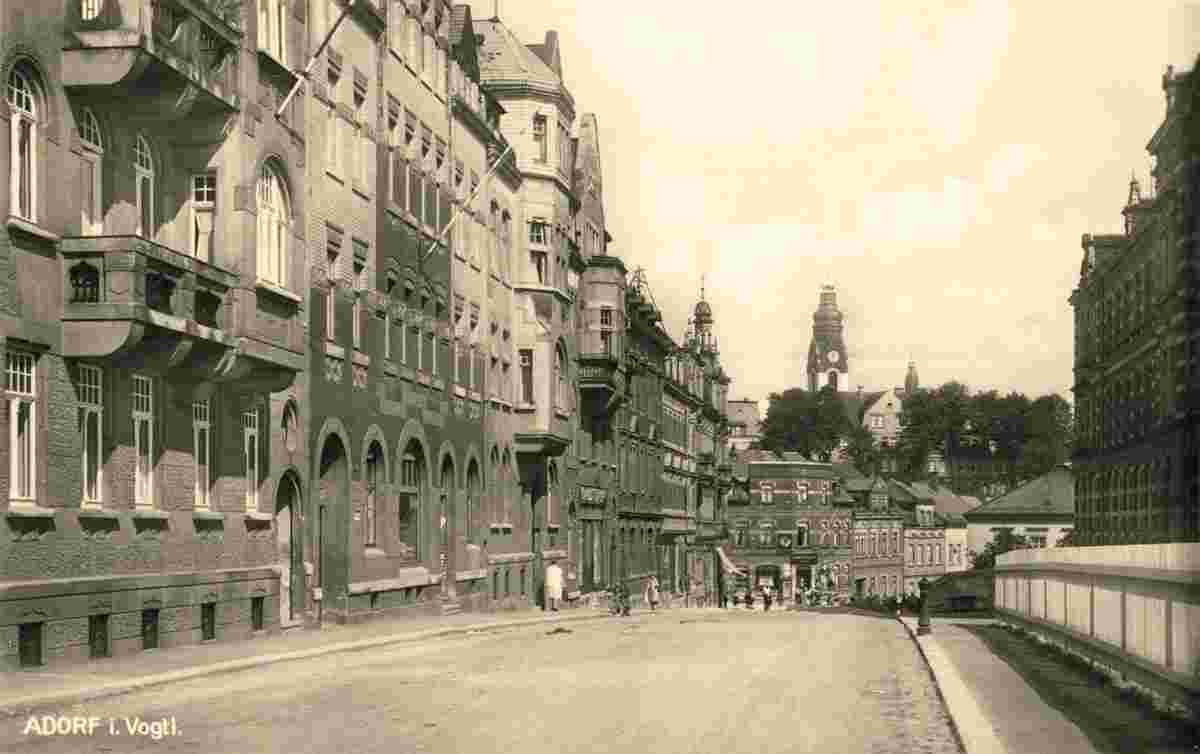 Adorf. Panorama von Stadtstraße, 1929