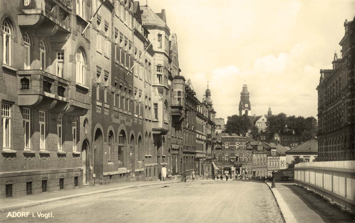 Adorf (Vogtlandkreis). Panorama von Stadtstraße, 1929