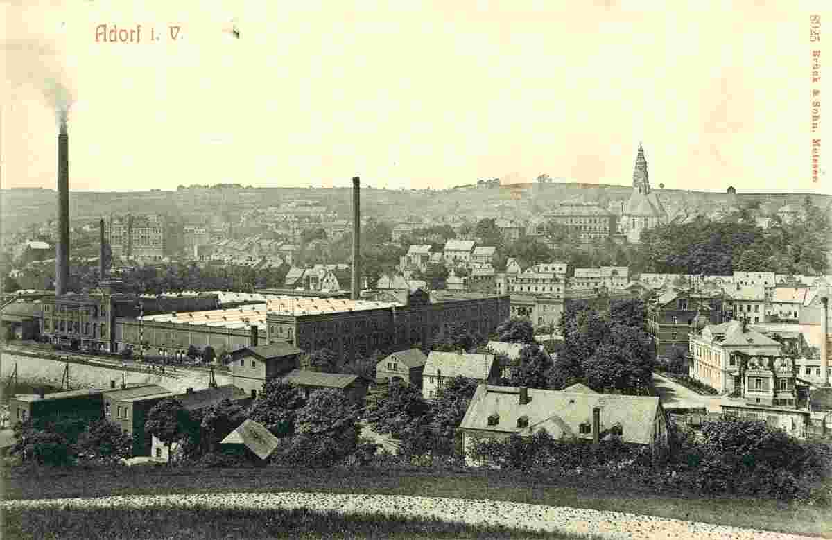 Adorf. Panorama von Stadtwerk, 1907