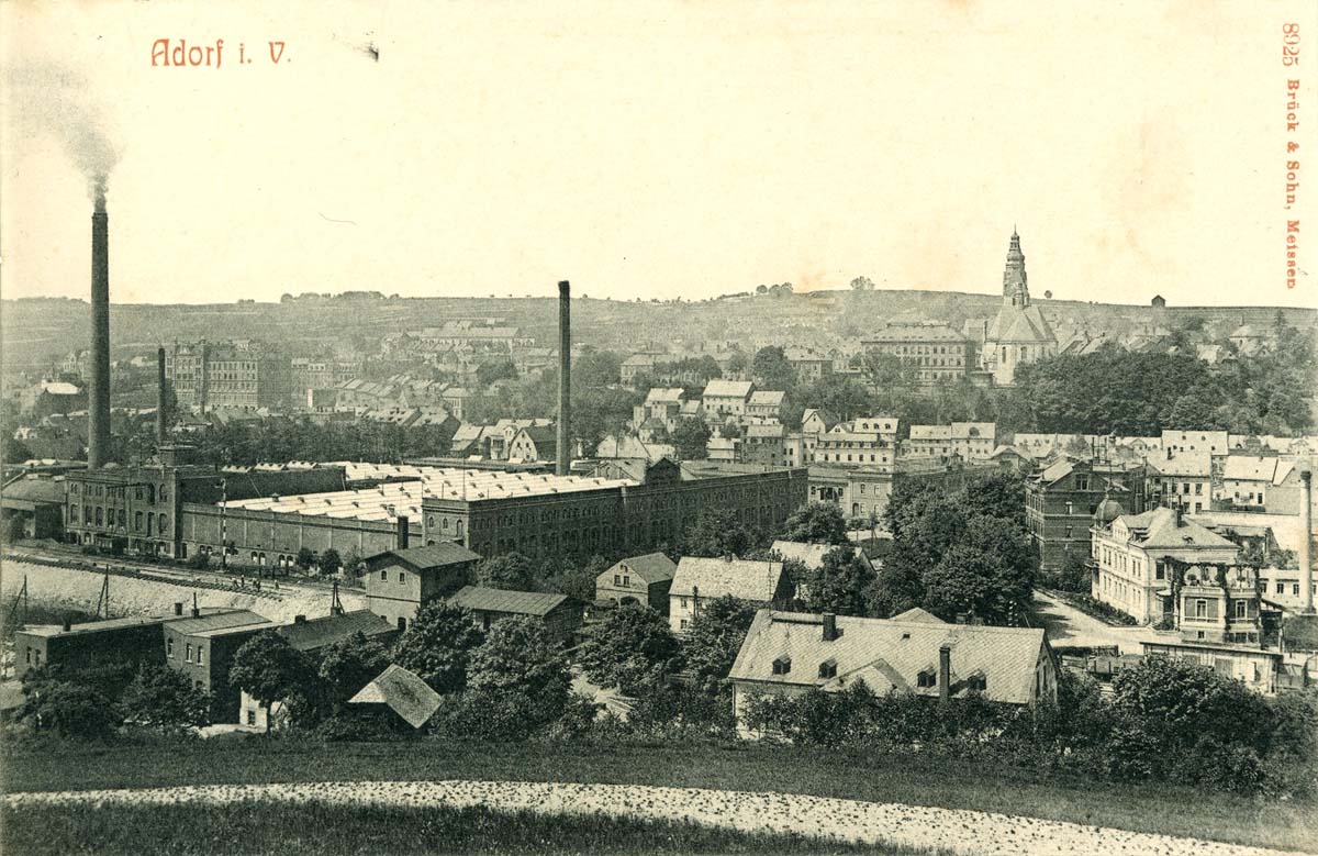 Adorf (Vogtlandkreis). Panorama von Stadtwerk, 1907