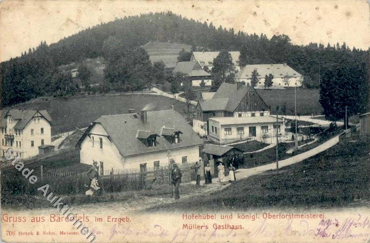 Altenberg (Erzgebirge). Baerenfels - Hofehübel und königliche Oberforstmeisterei, Gasthaus Müller
