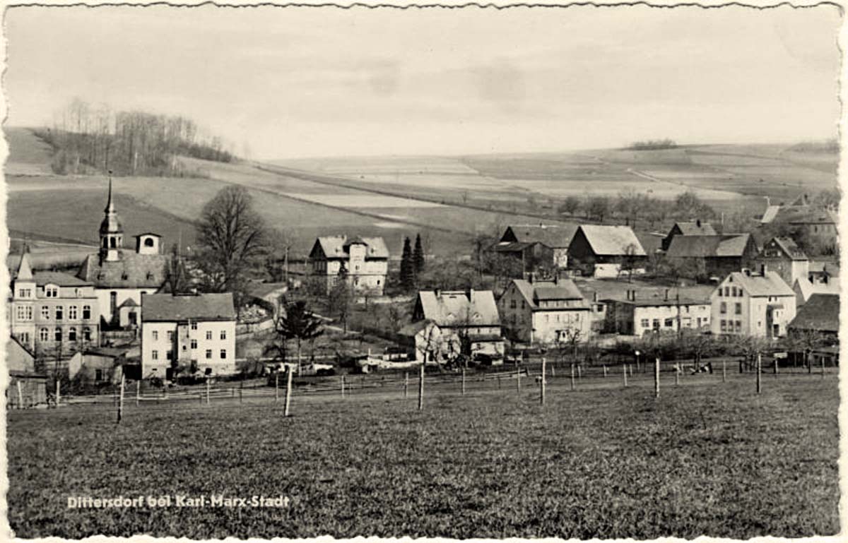 Amtsberg. Dittersdorf - Panorama von Dorf, 1957