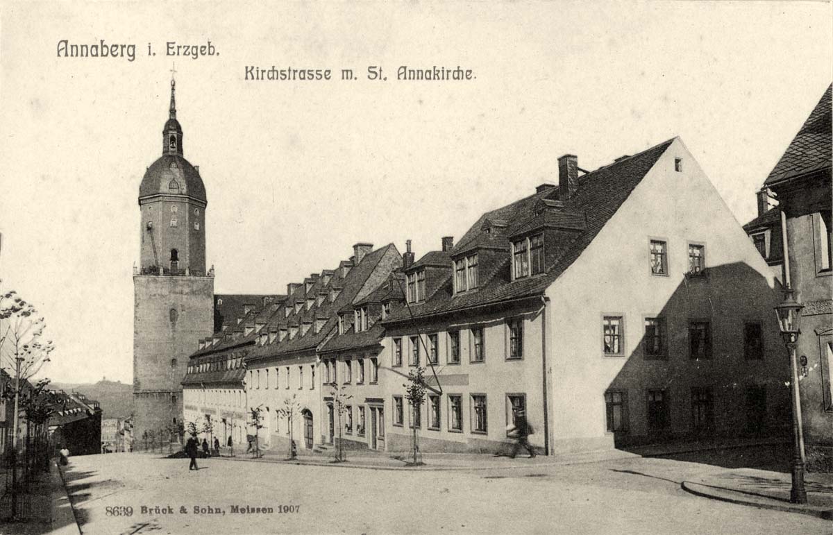 Annaberg-Buchholz. Annaberg - Kirchstraße mit Sankt Anna Kirche, 1907