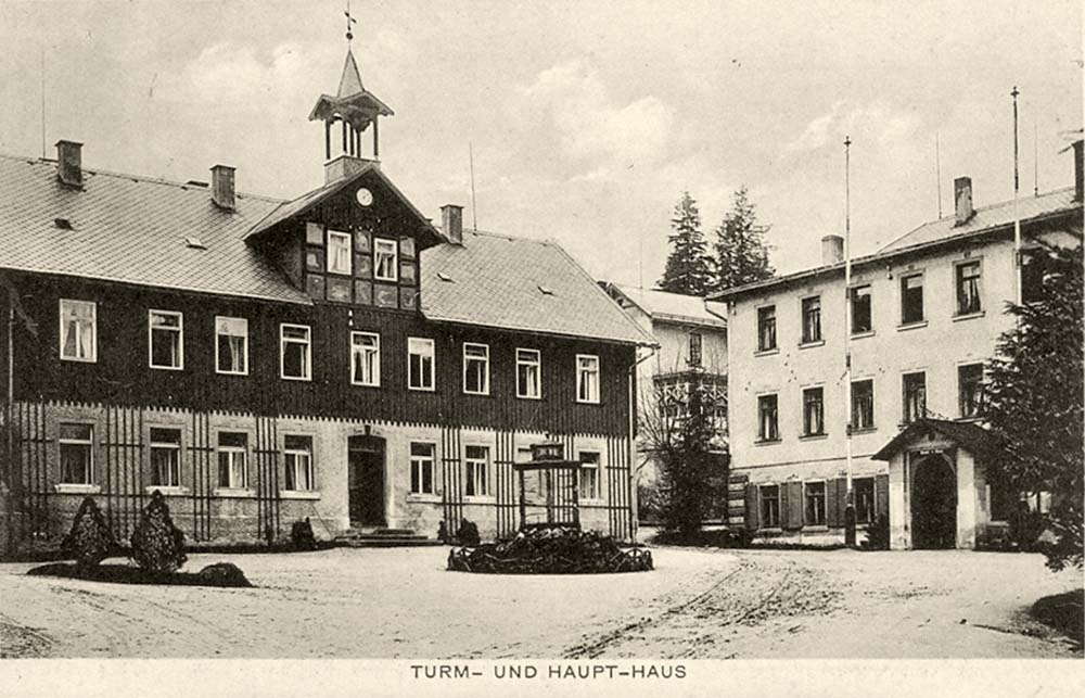 Auerbach (Vogtl). Bad Reiboldsgrün - Turm - und Haupt - Haus, 1945