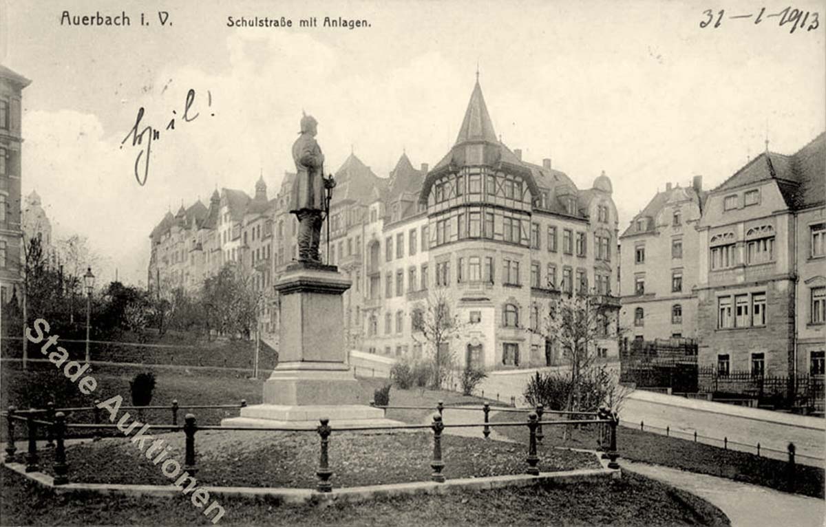 Auerbach (Vogtl). Bismarck Denkmal am Schulstraße, 1913