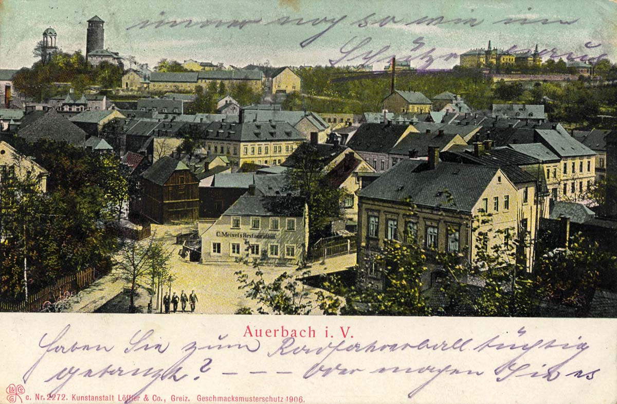 Auerbach (Vogtl). Panorama der Stadt, 1907