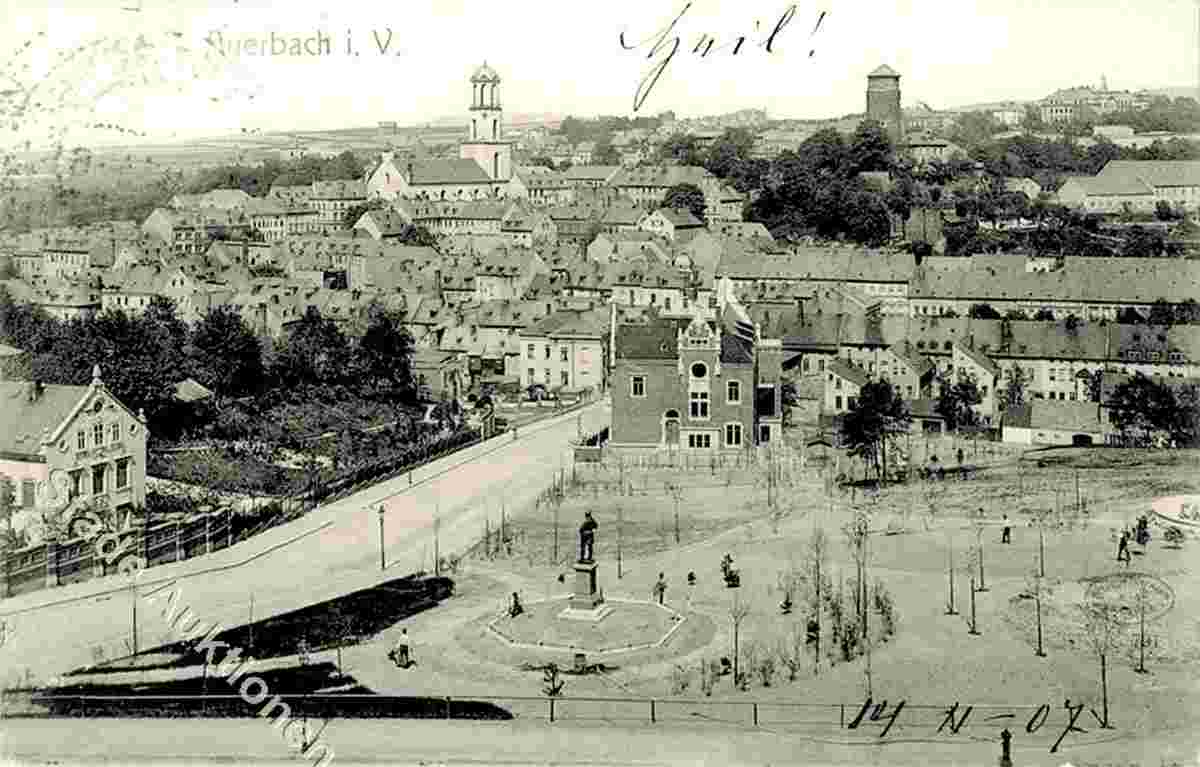 Auerbach. Panorama von Stadt straße