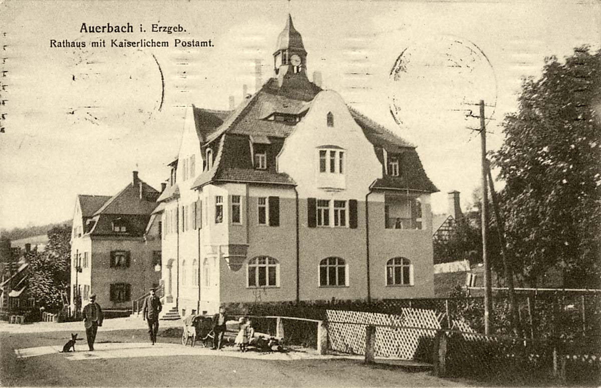Auerbach (Erzgebirge). Rathaus mit Kaiserlichem Postamt