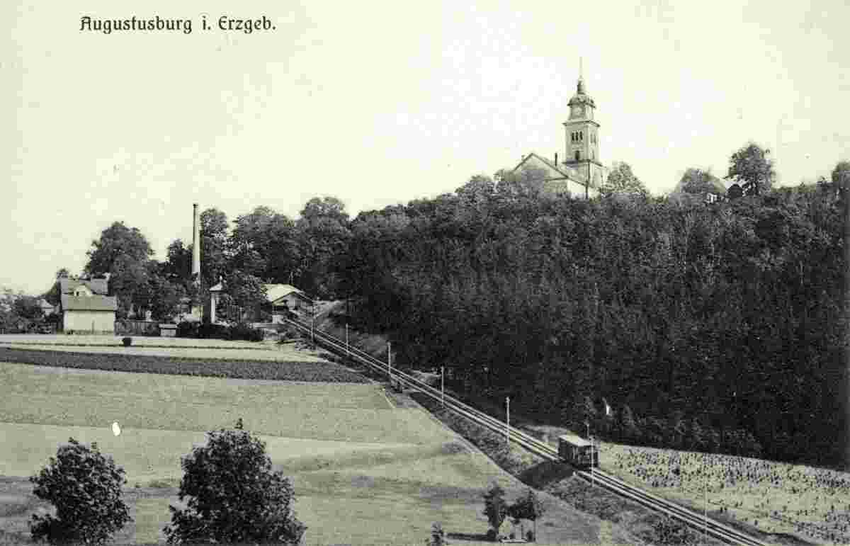 Augustusburg. Kirche und neue Drahtseilbahn