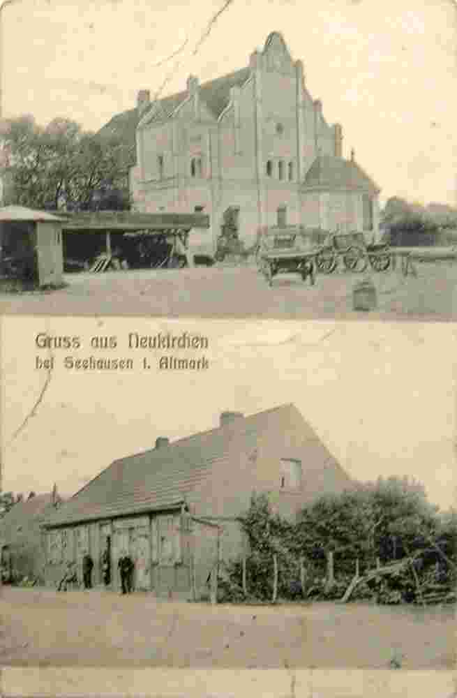 Altmärkische Wische. Neukirchen - Blick auf Dorf Gebäuden