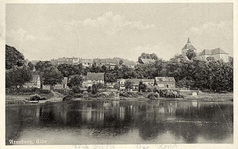 Arneburg. Panorama mit Elba, 1940