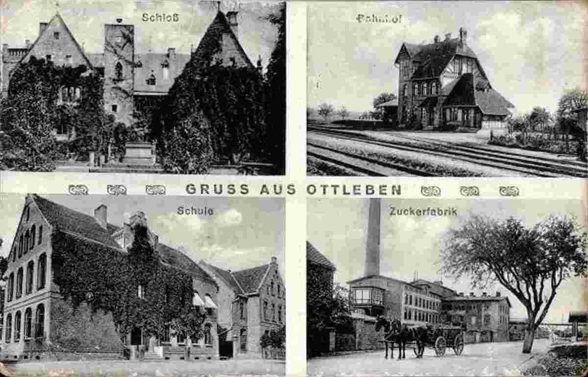 Ausleben. Ottleben - Bahnhof, Schloß, Schule und Zuckerfabrik