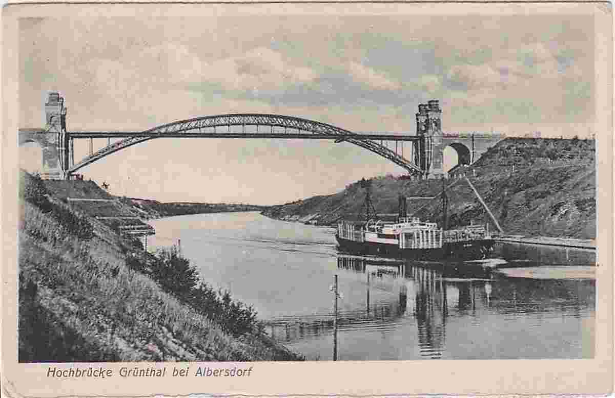 Albersdorf. Hochbrücke Grunthal bei Albersdorf, Steamer