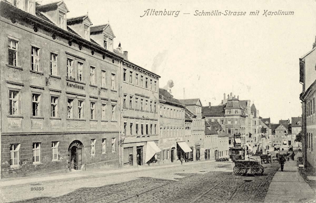 Altenburg. Schmöllnstraße mit Karolinum, 1910