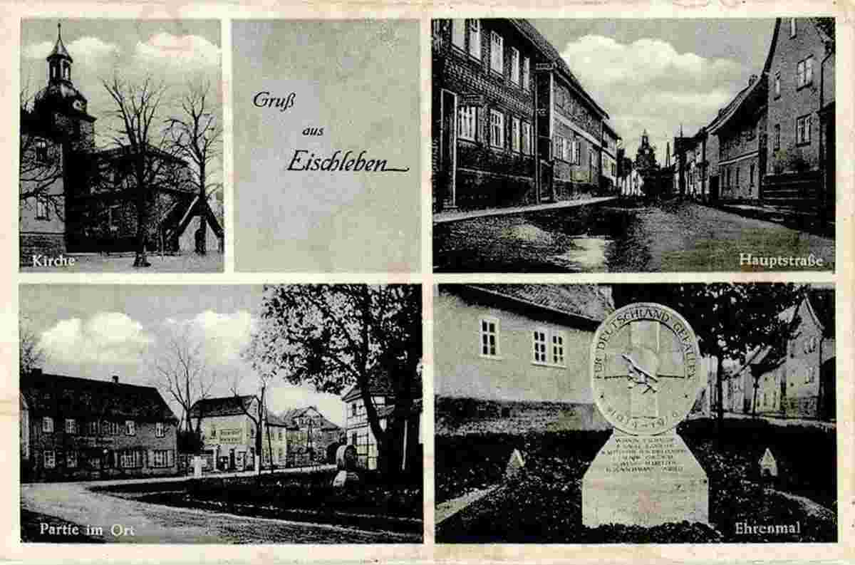 Amt Wachsenburg. Eischleben - Kirche, Denkmal, Ehrenmal, Hauptstraße