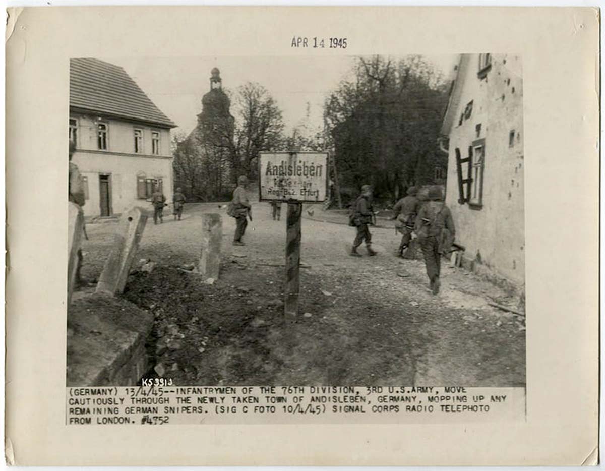 Andisleben. Einmarsch der US-Truppen im April 1945 in Andisleben