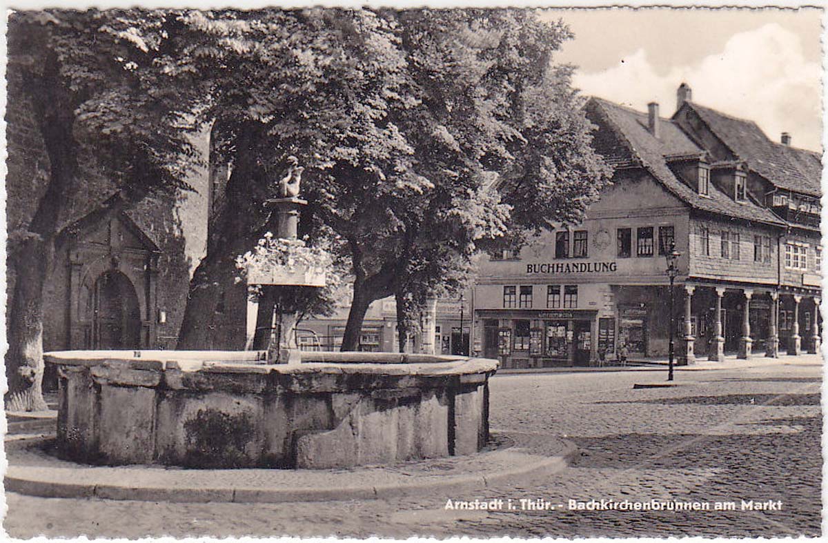 Arnstadt. Bachkirchenbrunnen am Markt, 1962
