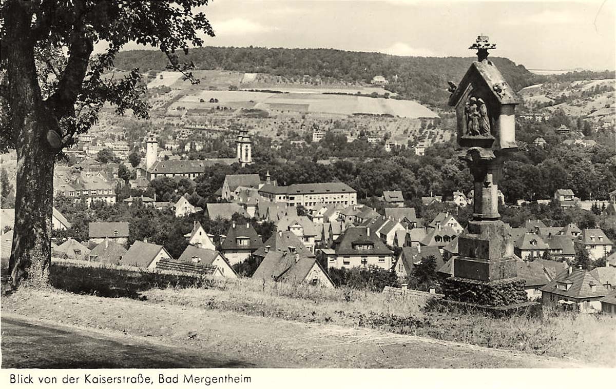 Bad Mergentheim. Blick von der Kaiserstraße, um 1950