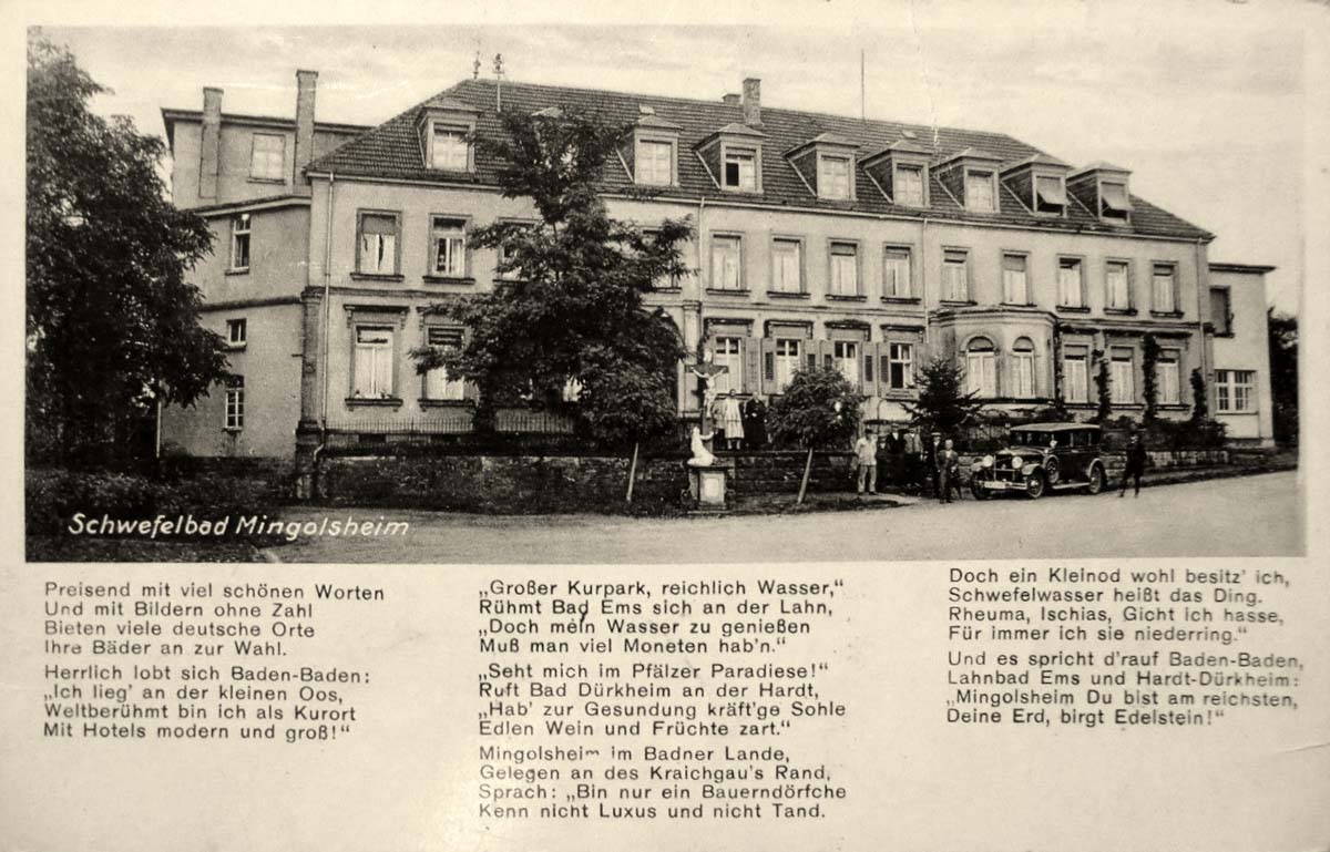 Bad Schönborn. Mingolsheim - Sanatorium St Rochus und Lobeshymne