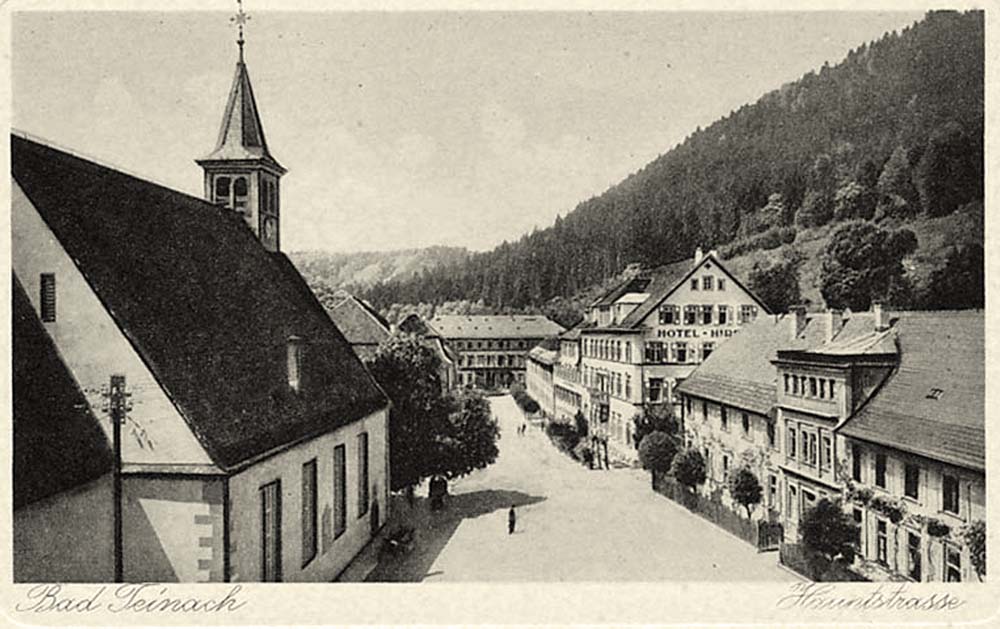 Bad Teinach-Zavelstein. Hauptstraße und Hotel 'Hirsch'
