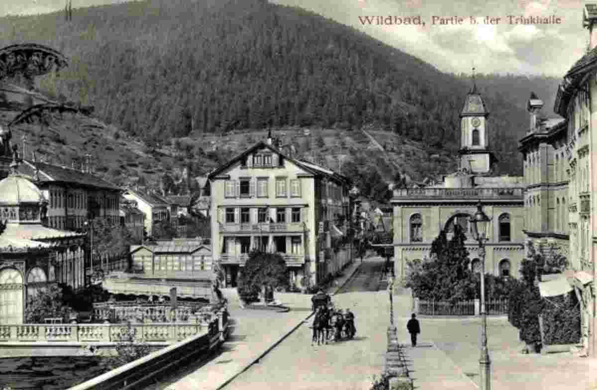 Bad Wildbad. Trinkhalle, Kutsche, 1915