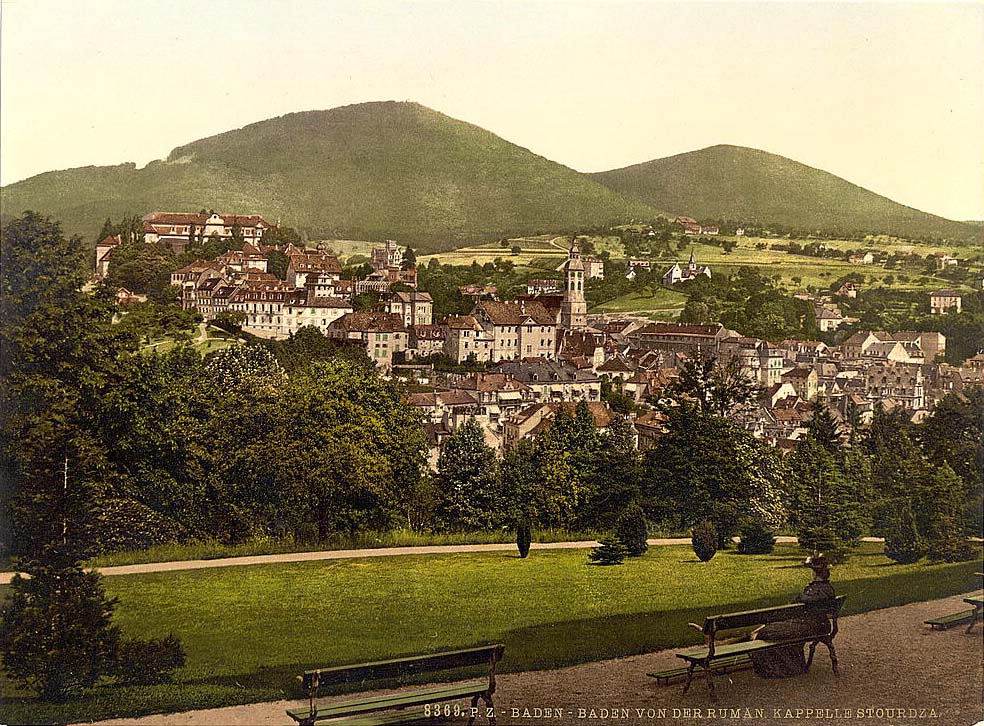 Baden-Baden. Blick von der Rumänischen Kapelle Stourdza, um 1890
