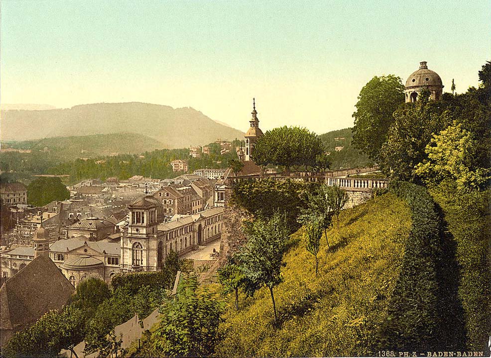 Baden-Baden. Die Terrasse des Neuen Schlosses, um 1890