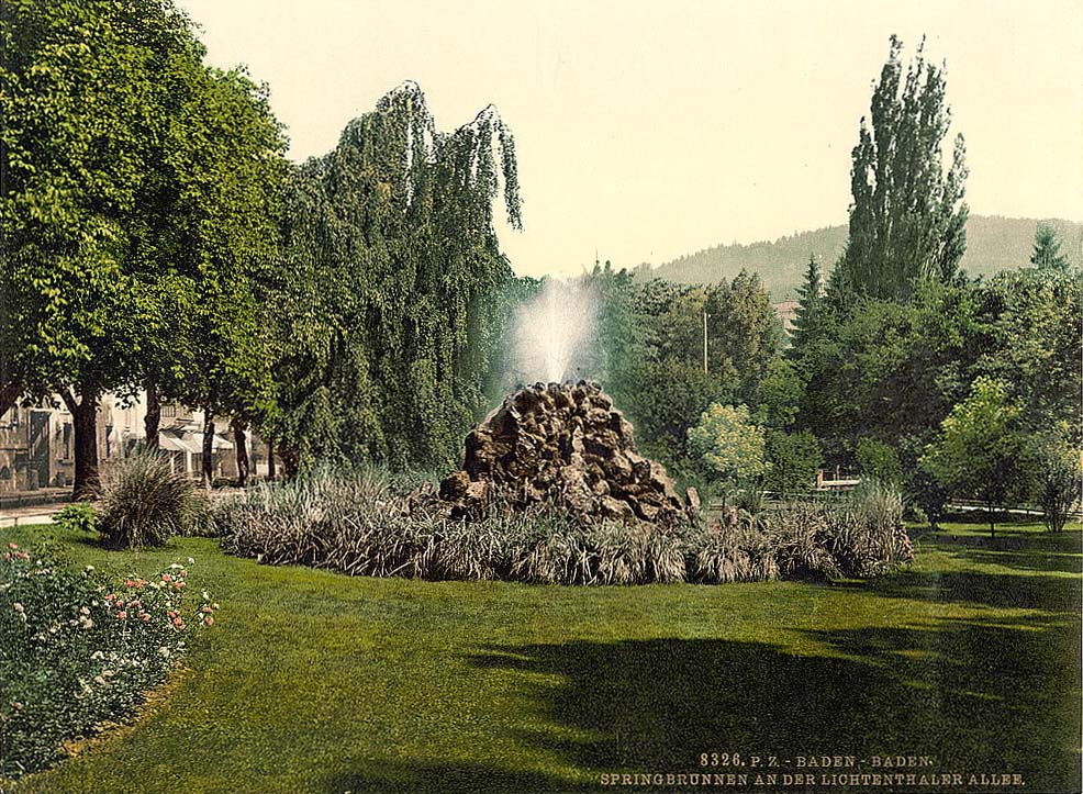 Baden-Baden. Lichtentaler Allee, Springbrunnen, um 1890