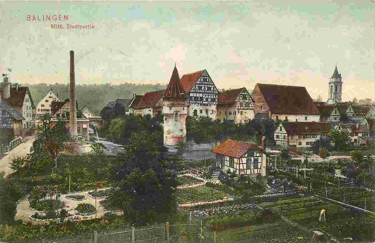 Panorama von Balingen mit Schloß, 1907