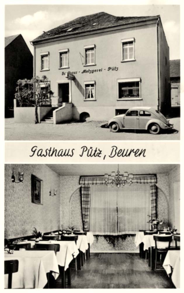 Beuren (bei Nürtingen). Gasthaus und Metzgerei Pütz, 1956