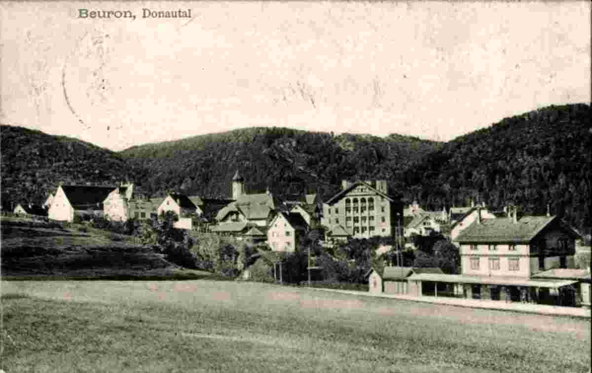 Panorama von Beuron mit Bahnhof, 1912