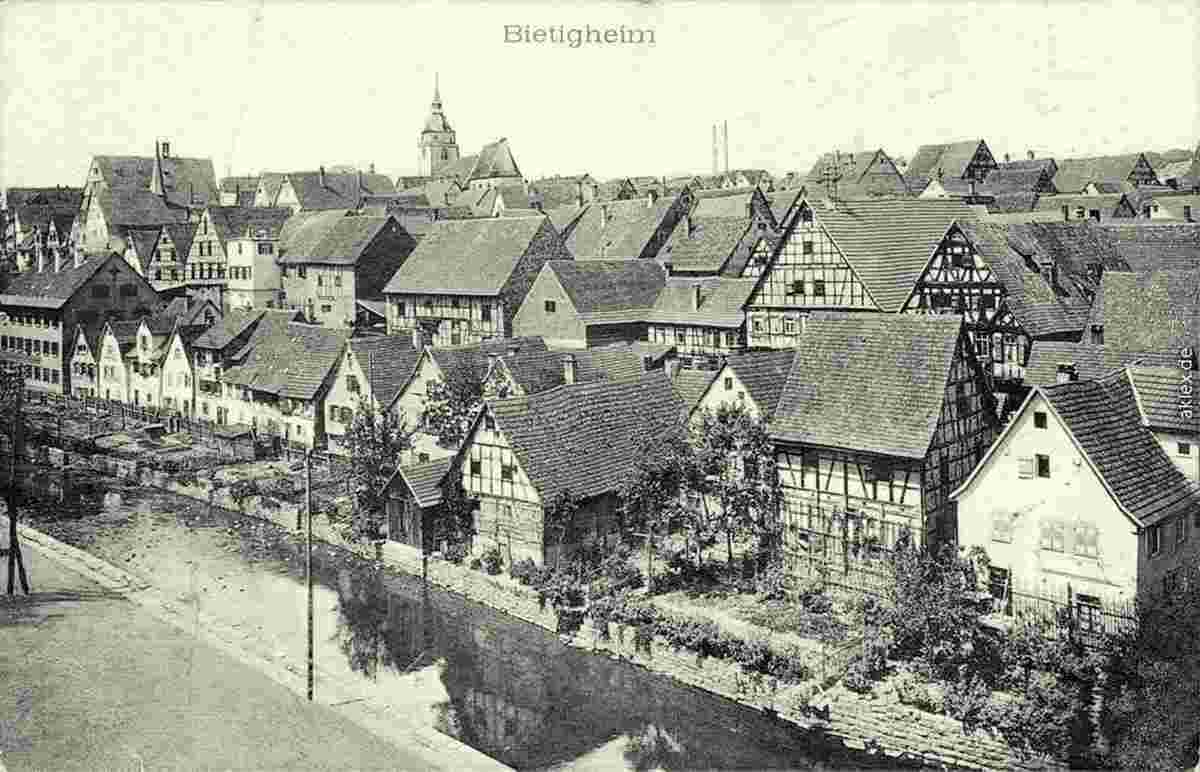 Bietigheim-Bissingen. Panorama von Fluss und Stadt, 1911