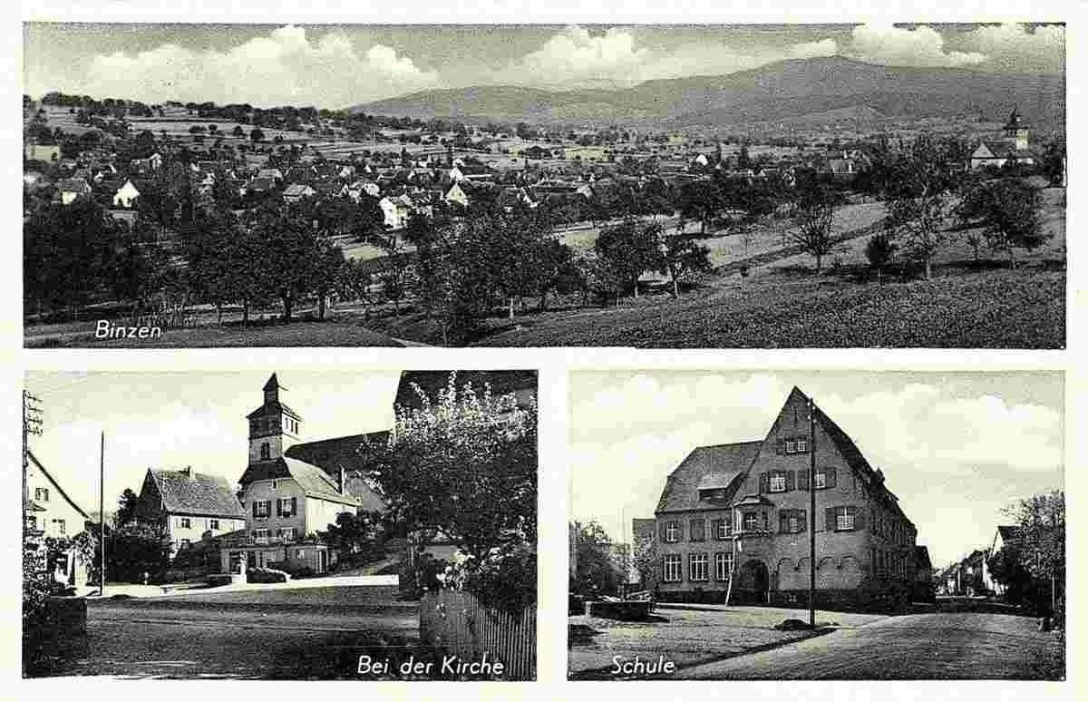 Panorama von Binzen. Kirche und Schule