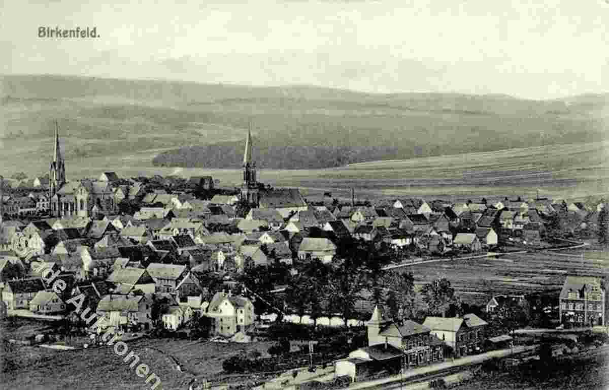 Panorama von Birkenfeld mit Bahnhof, 1914