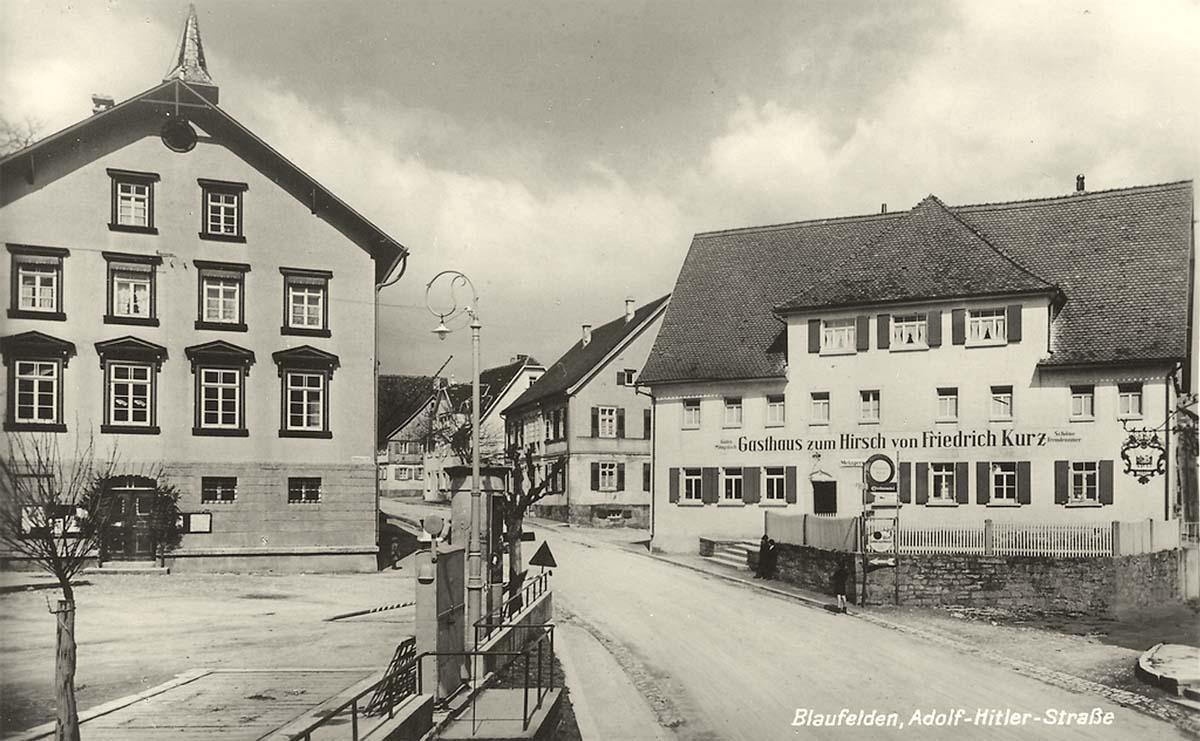 Blaufelden. Hindenburgplatz und Adolf Hitler Straße, um 1940