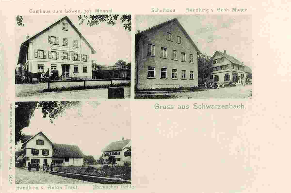 Boms. Schulhaus, Gasthaus und Handlung, 1903