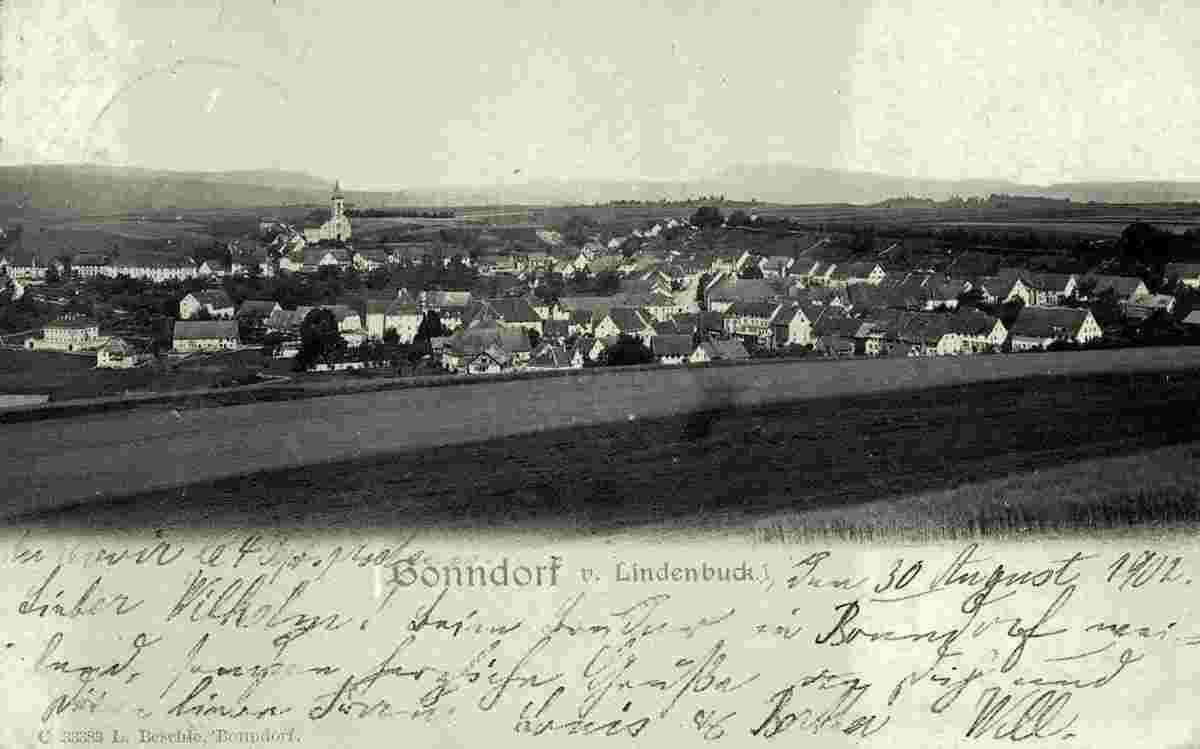 Bonndorf. Stadtansicht vom Lindenbuck, 1902