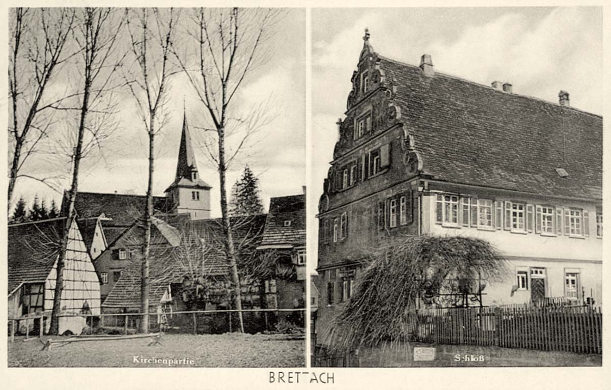 Bretzfeld. Brettach - Kirche, Schloß, 1939