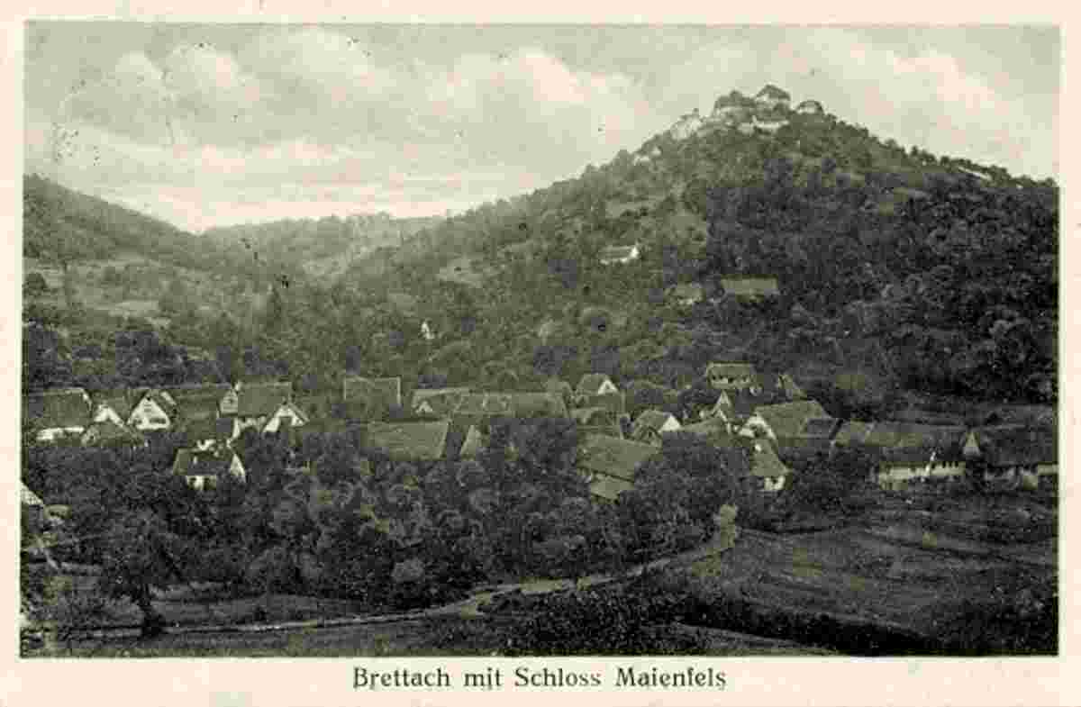 Bretzfeld. Panorama von Brettach mit Schloß Maienfels