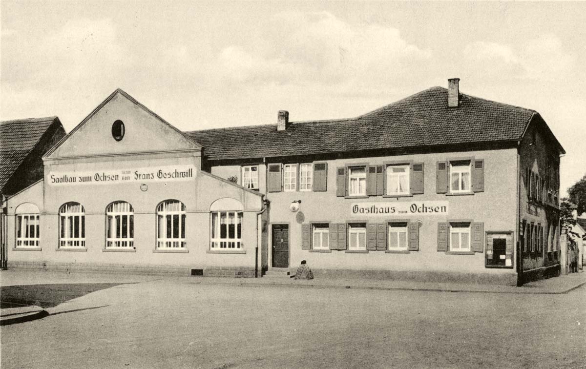 Brühl. Gasthaus zum Ochsen und Saalbau von Franz Geschwill