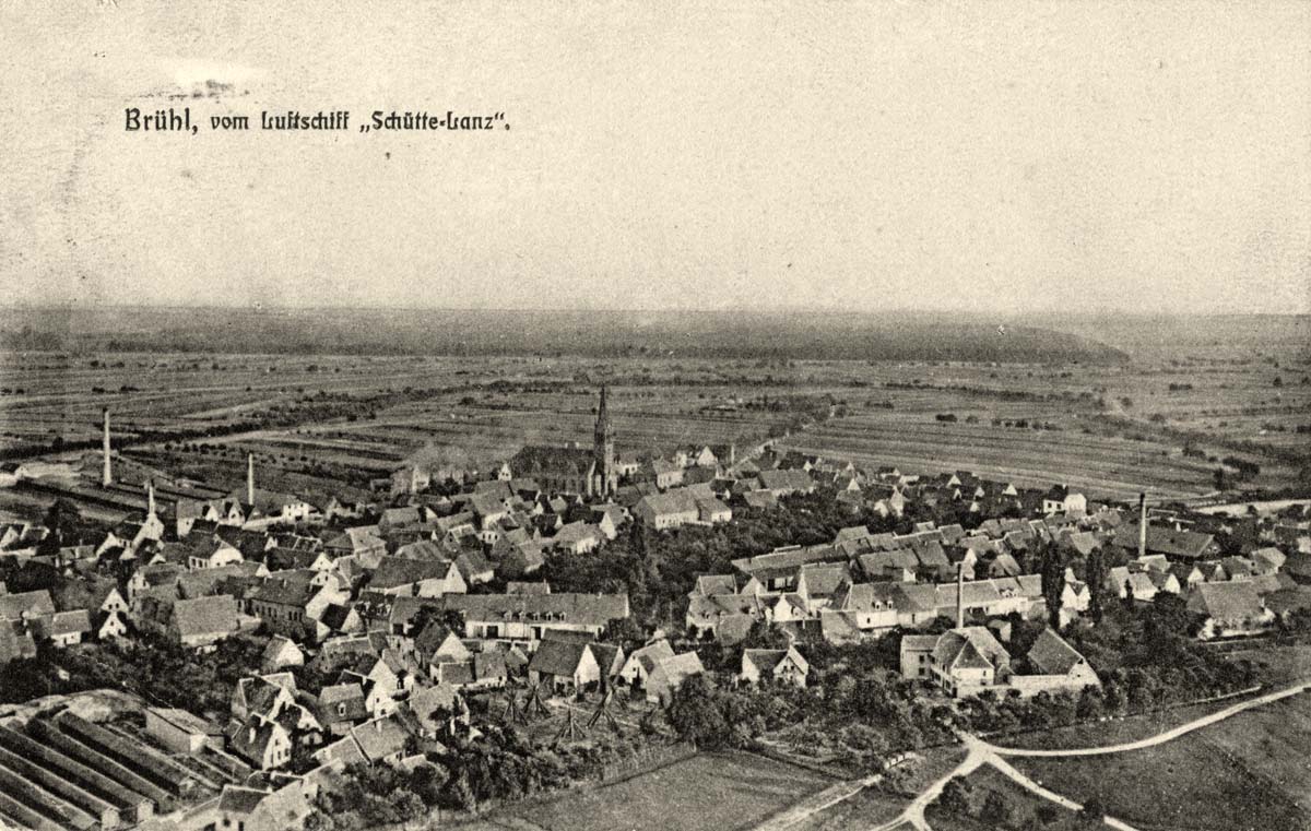 Brühl. Luftaufnahme von 1912 aus dem Luftschiff 'Schütte-Lanz'