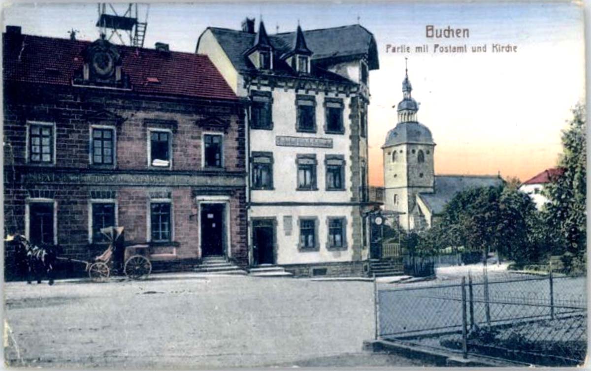 Buchen (Odenwald). Postamt und Kirche